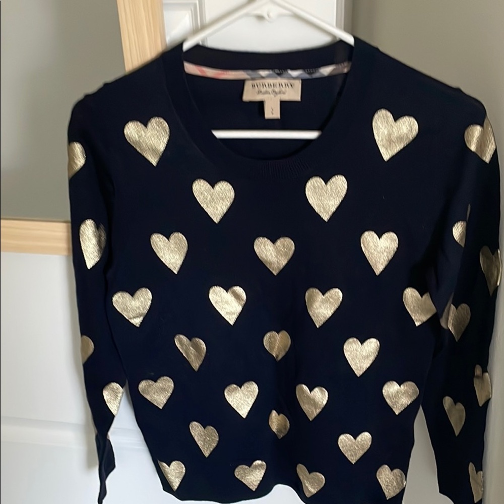 Burberry Black Sweater with Gold Heart Accents
